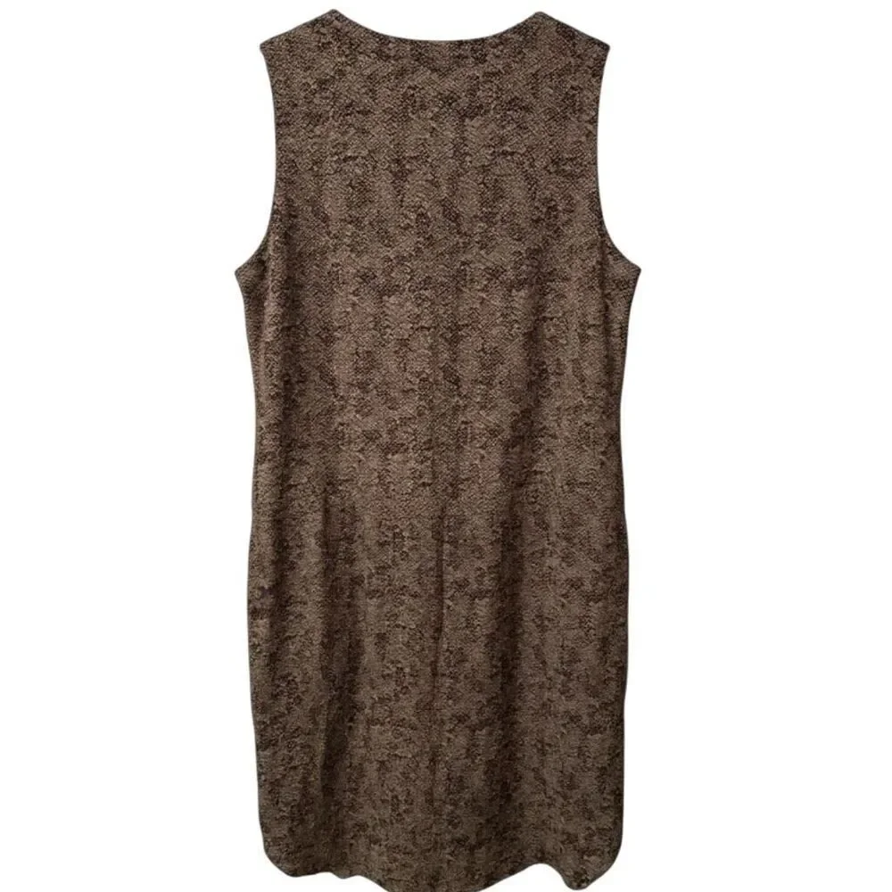 Eileen Fisher Silk Dress Small | Abstract Print Sleeveless Drawstring Waist